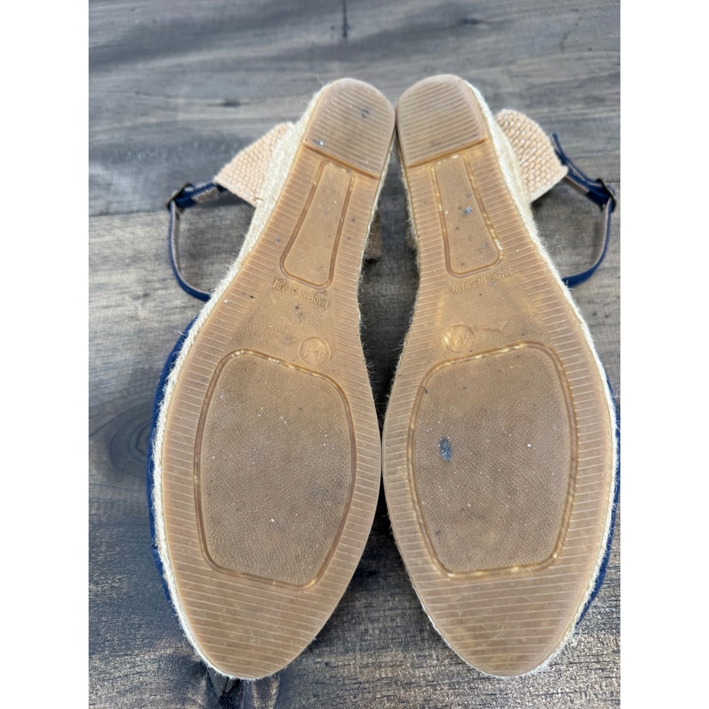 VISCATA Navy Canvas Espadrille Wedge Sandals with Ankle Strap - Picture 4 of 9